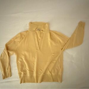 AYR Yellow CASHMERE Johnny Collar sweater  women’s Medium EXCELLENT condition